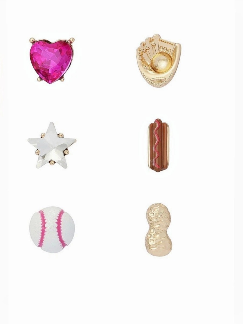 New Betsey Johnson Faux Stone Baseball Single-Stud Earring Set